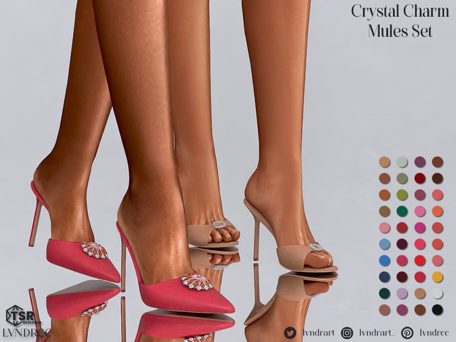 Сет обуви Crystal Charm Mules Set